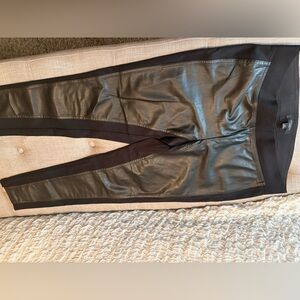 Ann Taylor Black Faux Leather Paneled Leggings